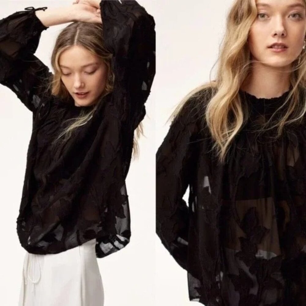 WILFRED x ARITZIA Lourdes‎ Sheer Applique Top Size XS